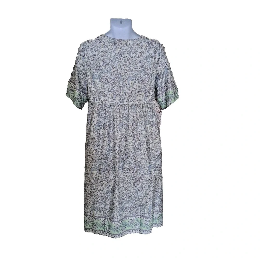 Women's Dress 3XL Green/ Lavender Floral Shift Boho Festival‎ Beachy Misslook